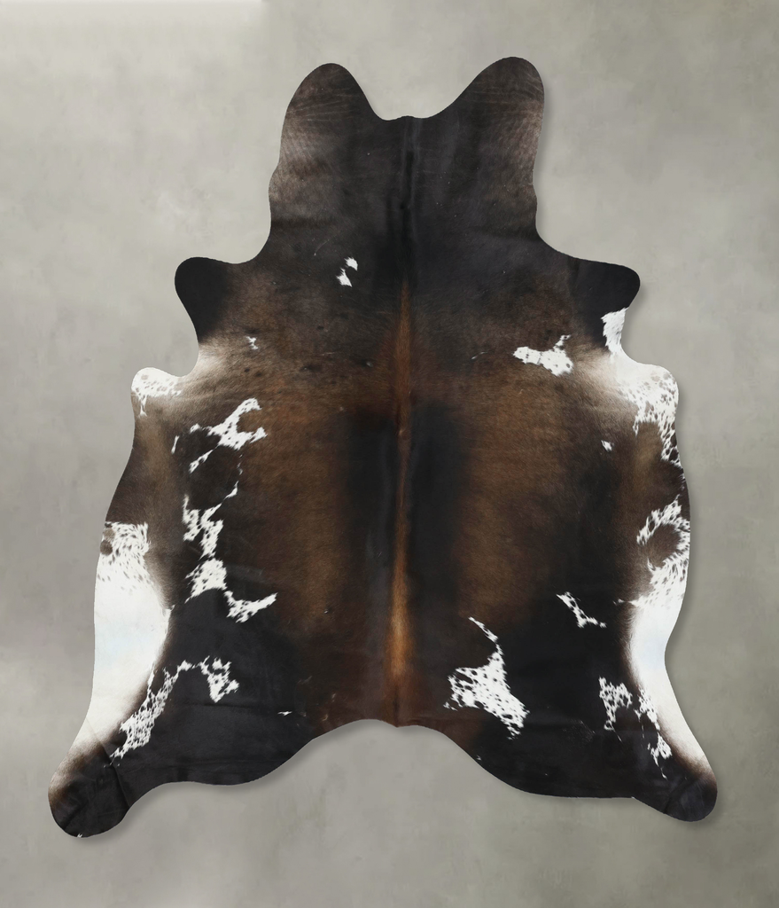 Chocolate and White XX-Large Brazilian Cowhide Rug 7'8"H x 6'9"W #B18901 by Hudson Hides