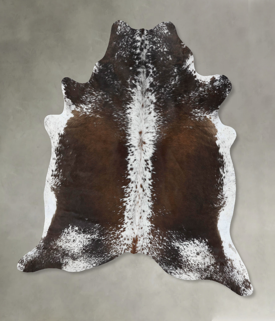 Chocolate and White XX-Large Brazilian Cowhide Rug 7'10"H x 6'10"W #B18905 by Hudson Hides