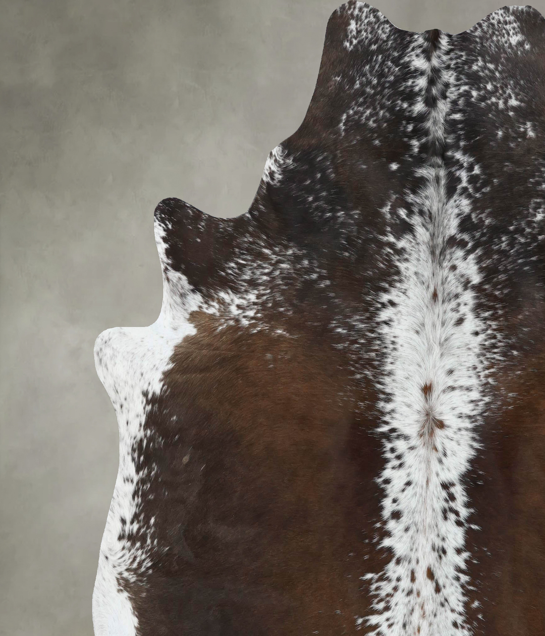 Chocolate and White XX-Large Brazilian Cowhide Rug 7'10"H x 6'10"W #B1