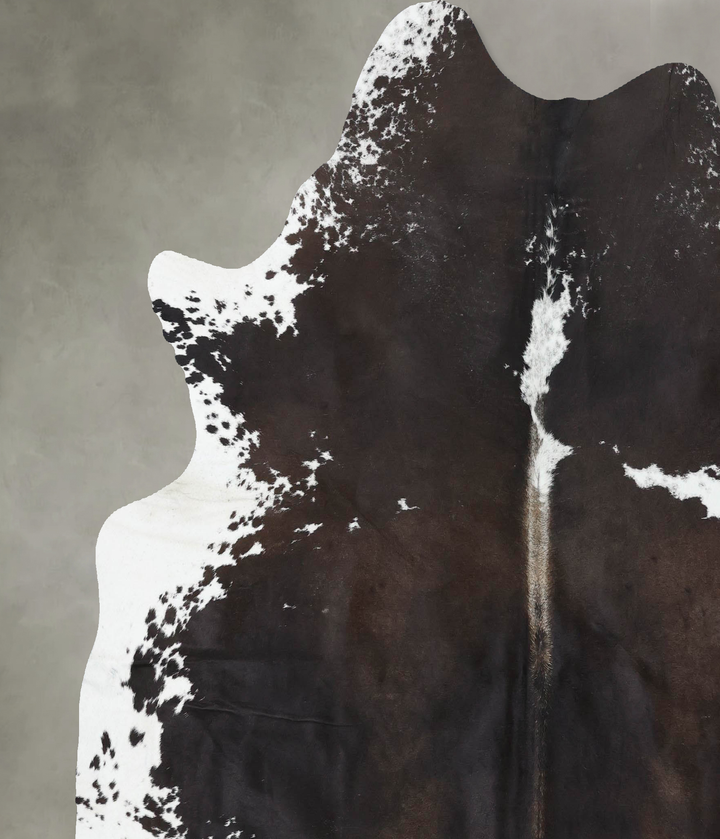 Chocolate and White XX-Large Brazilian Cowhide Rug 7'5"H x 6'11"W #B18910 by Hudson Hides