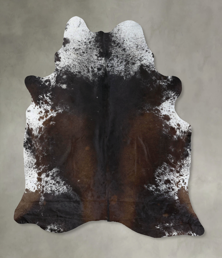 Chocolate and White XX-Large Brazilian Cowhide Rug 8'1"H x 7'2"W #B18920 by Hudson Hides