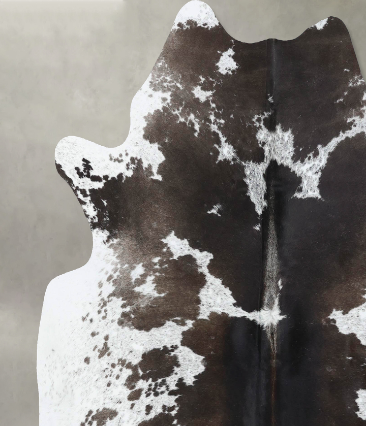 Chocolate and White X-Large Brazilian Cowhide Rug 7'6"H x 6'4"W #B18926 by Hudson Hides