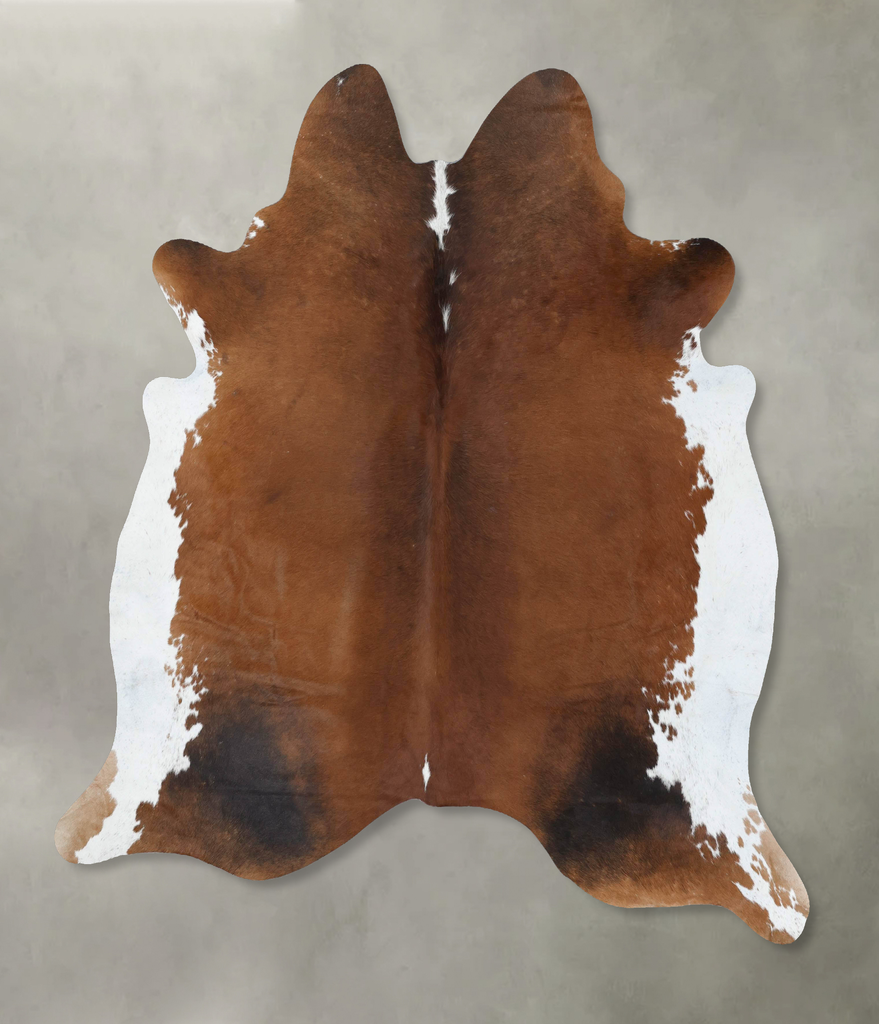 Brown and White Regular XX-Large Brazilian Cowhide Rug 7'5"H x 6'10"W #B18929 by Hudson Hides