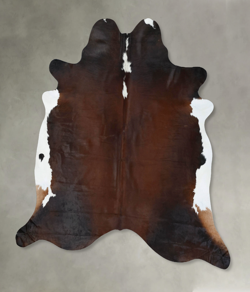 Chocolate and White XX-Large Brazilian Cowhide Rug 7'6"H x 7'0"W #B18932 by Hudson Hides