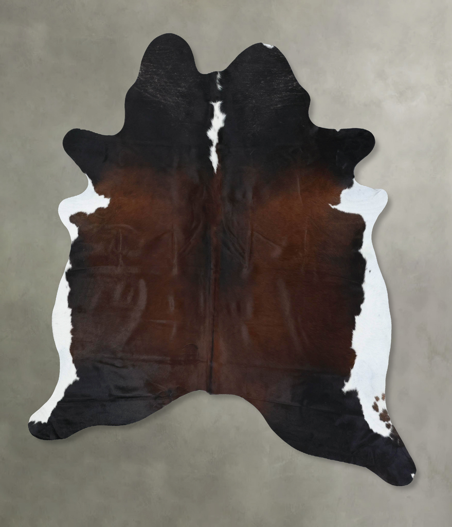 Chocolate and White XX-Large Brazilian Cowhide Rug 7'10"H x 6'8"W #B18933 by Hudson Hides