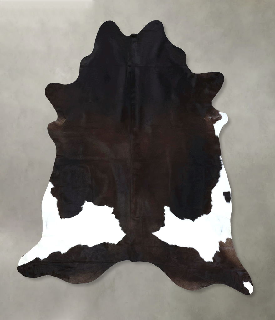 Chocolate and White XX-Large Brazilian Cowhide Rug 7'8"H x 7'0"W #B18935 by Hudson Hides