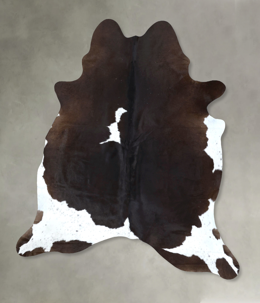 Chocolate and White XX-Large Brazilian Cowhide Rug 7'10"H x 6'7"W #B18945 by Hudson Hides