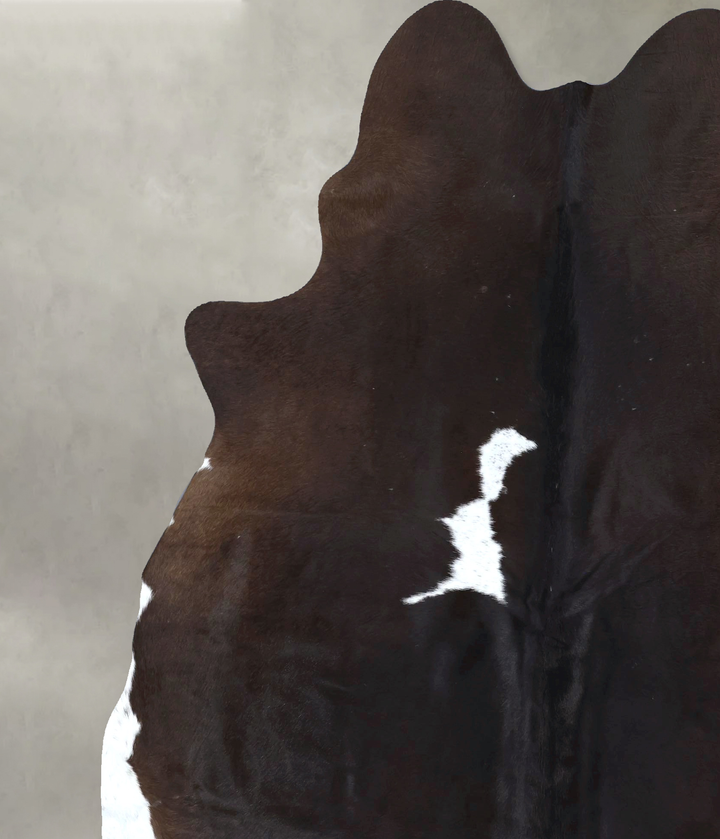 Chocolate and White XX-Large Brazilian Cowhide Rug 7'10"H x 6'7"W #B18945 by Hudson Hides