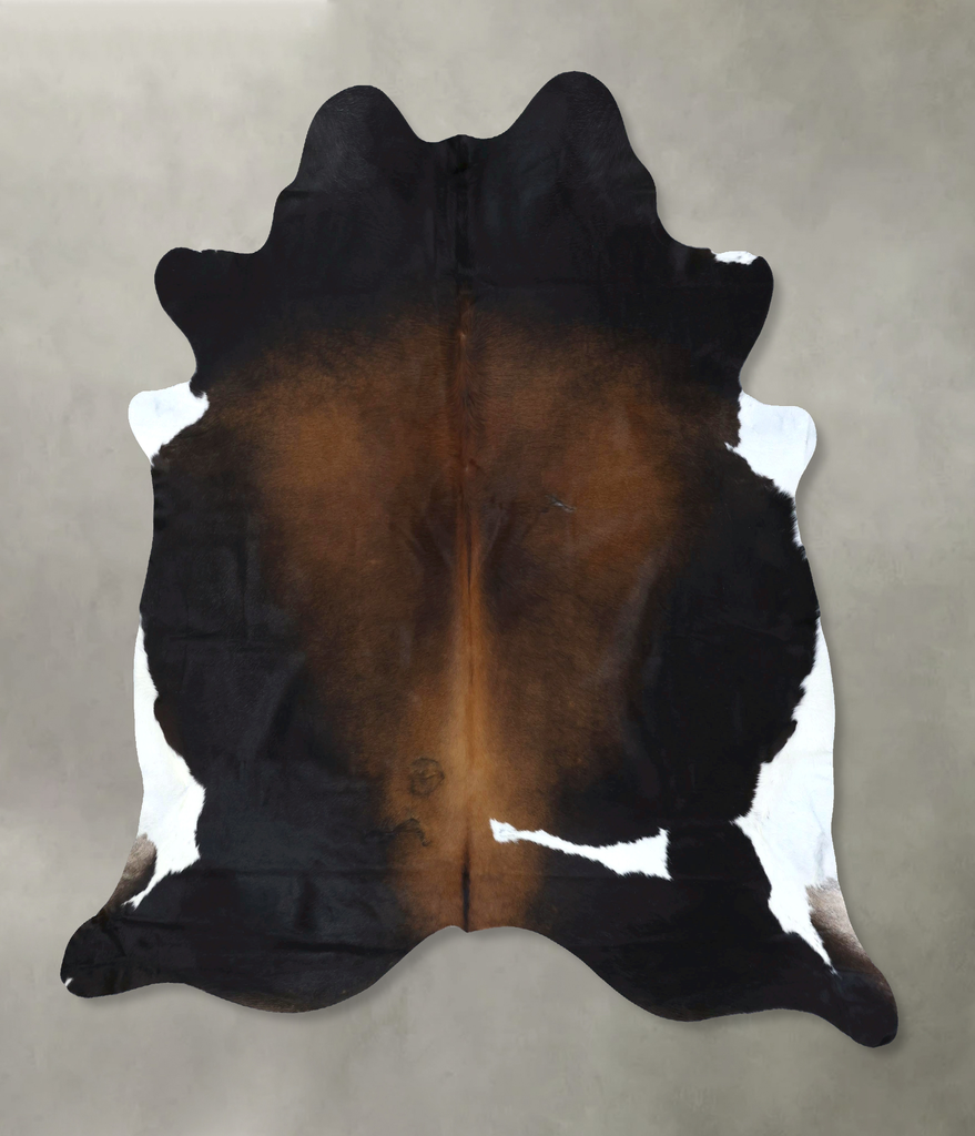 Chocolate and White XX-Large Brazilian Cowhide Rug 8'0"H x 7'3"W #B18946 by Hudson Hides