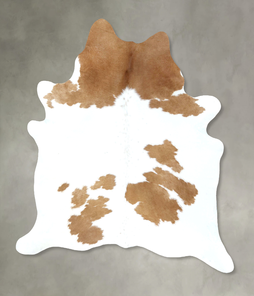 Beige and White X-Large Brazilian Cowhide Rug 7'2"H x 5'11"W #B18951 by Hudson Hides