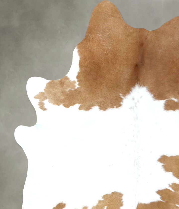 Beige and White X-Large Brazilian Cowhide Rug 7'2"H x 5'11"W #B18951 by Hudson Hides