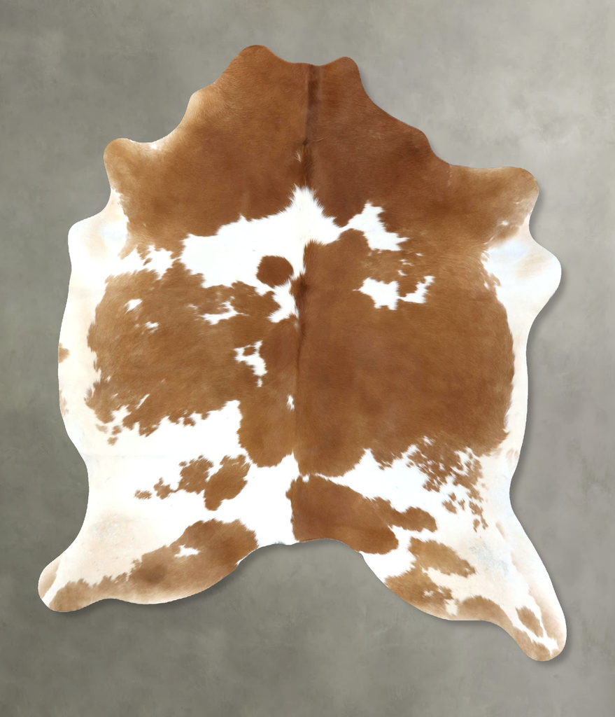 Brown and White X-Large Brazilian Cowhide Rug 7'1"H x 5'11"W #B18952 by Hudson Hides