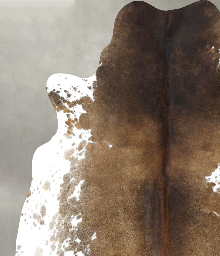 Chocolate and White X-Large Brazilian Cowhide Rug 6'10"H x 6'2"W #B18953 by Hudson Hides