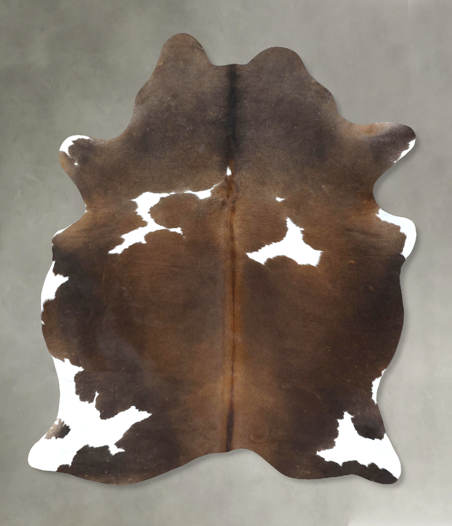 Chocolate and White X-Large Brazilian Cowhide Rug 7'2"H x 5'8"W #B18954 by Hudson Hides