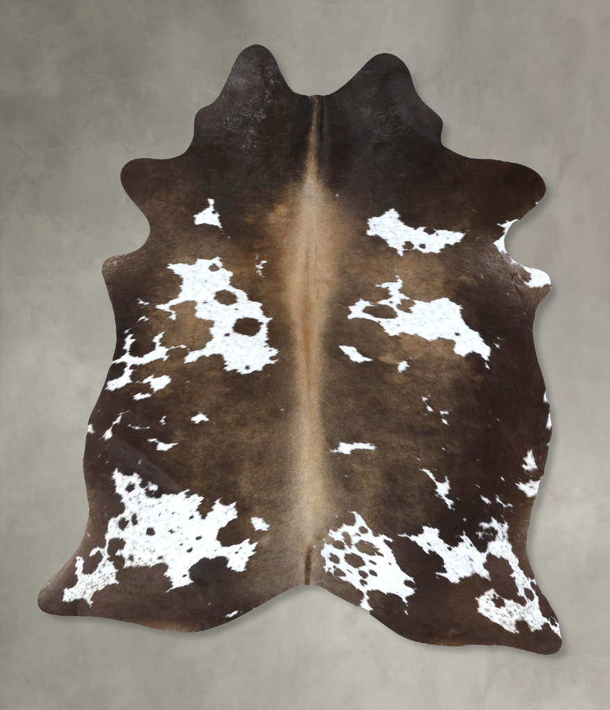 Chocolate and White Large Brazilian Cowhide Rug 6'11"H x 5'3"W #B18957 by Hudson Hides