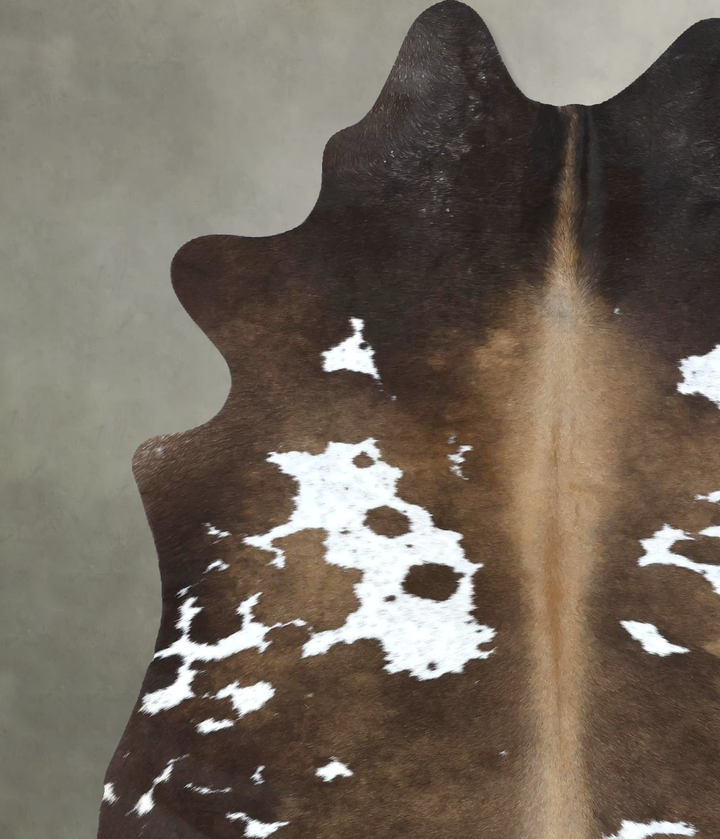 Chocolate and White Large Brazilian Cowhide Rug 6'11"H x 5'3"W #B18957 by Hudson Hides