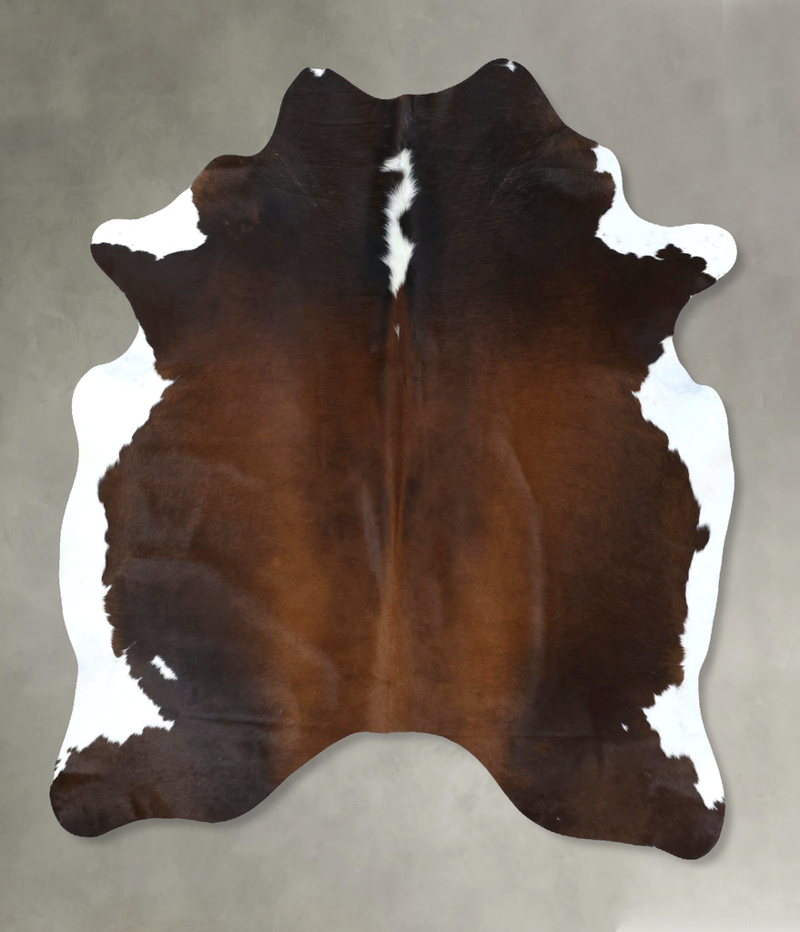 Chocolate and White X-Large Brazilian Cowhide Rug 7'3"H x 6'0"W #B18963 by Hudson Hides