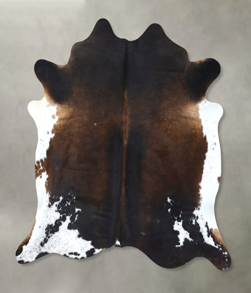 Chocolate and White X-Large Brazilian Cowhide Rug 6'10"H x 6'8"W #B18965 by Hudson Hides
