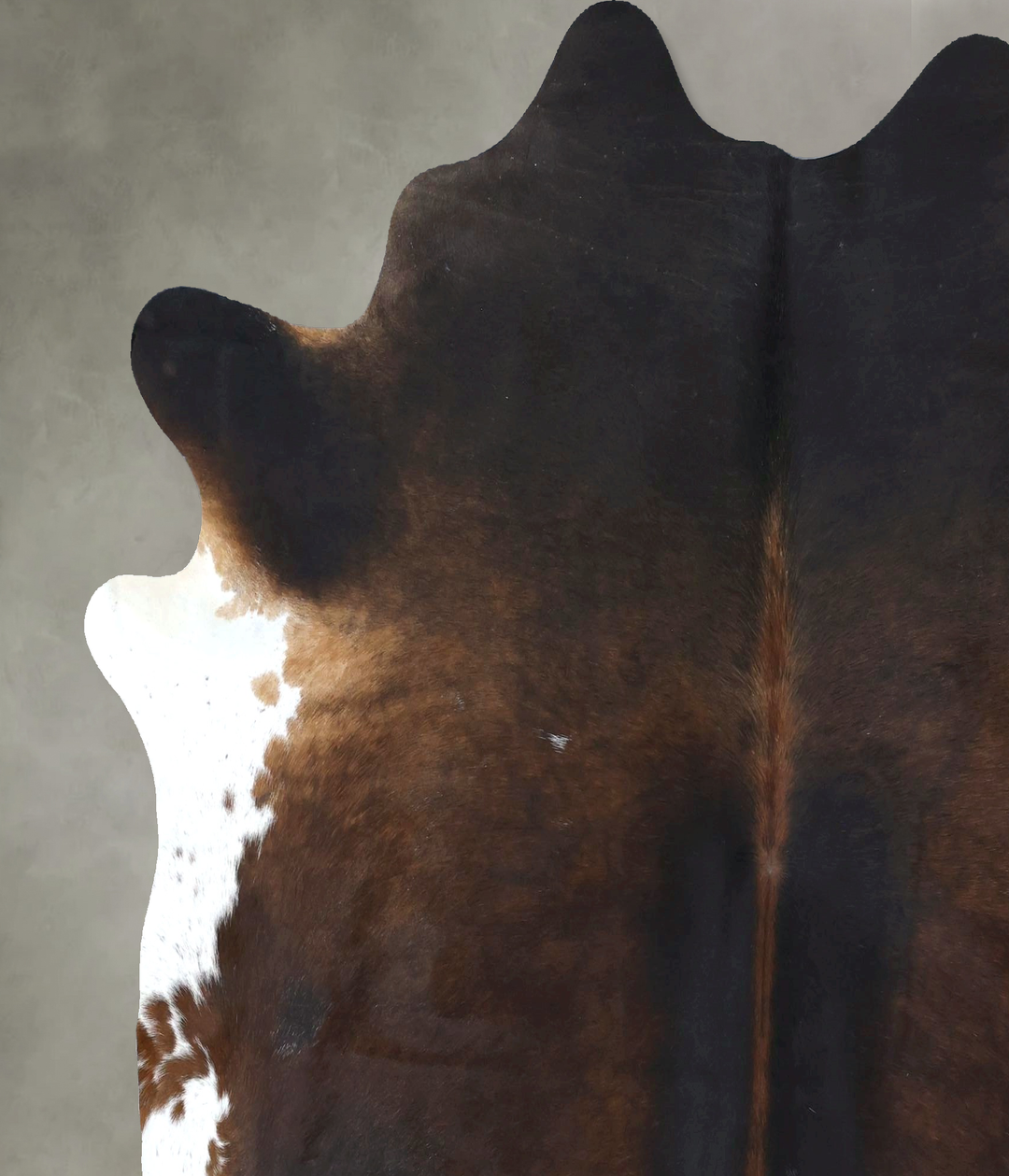 Chocolate and White X-Large Brazilian Cowhide Rug 6'10"H x 6'8"W #B189
