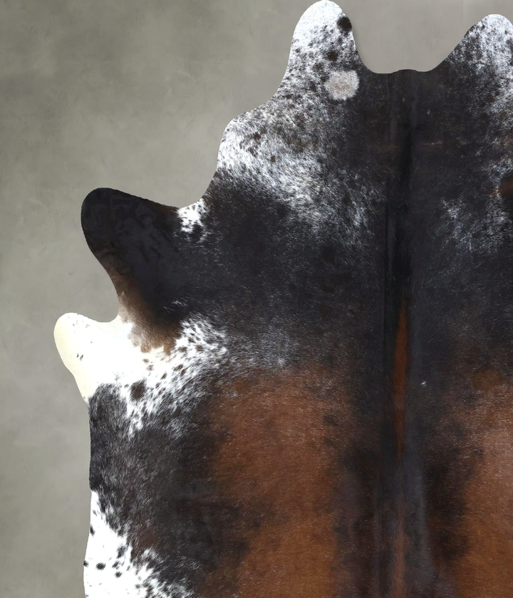 Chocolate and White X-Large Brazilian Cowhide Rug 7'6"H x 6'7"W #B18966 by Hudson Hides