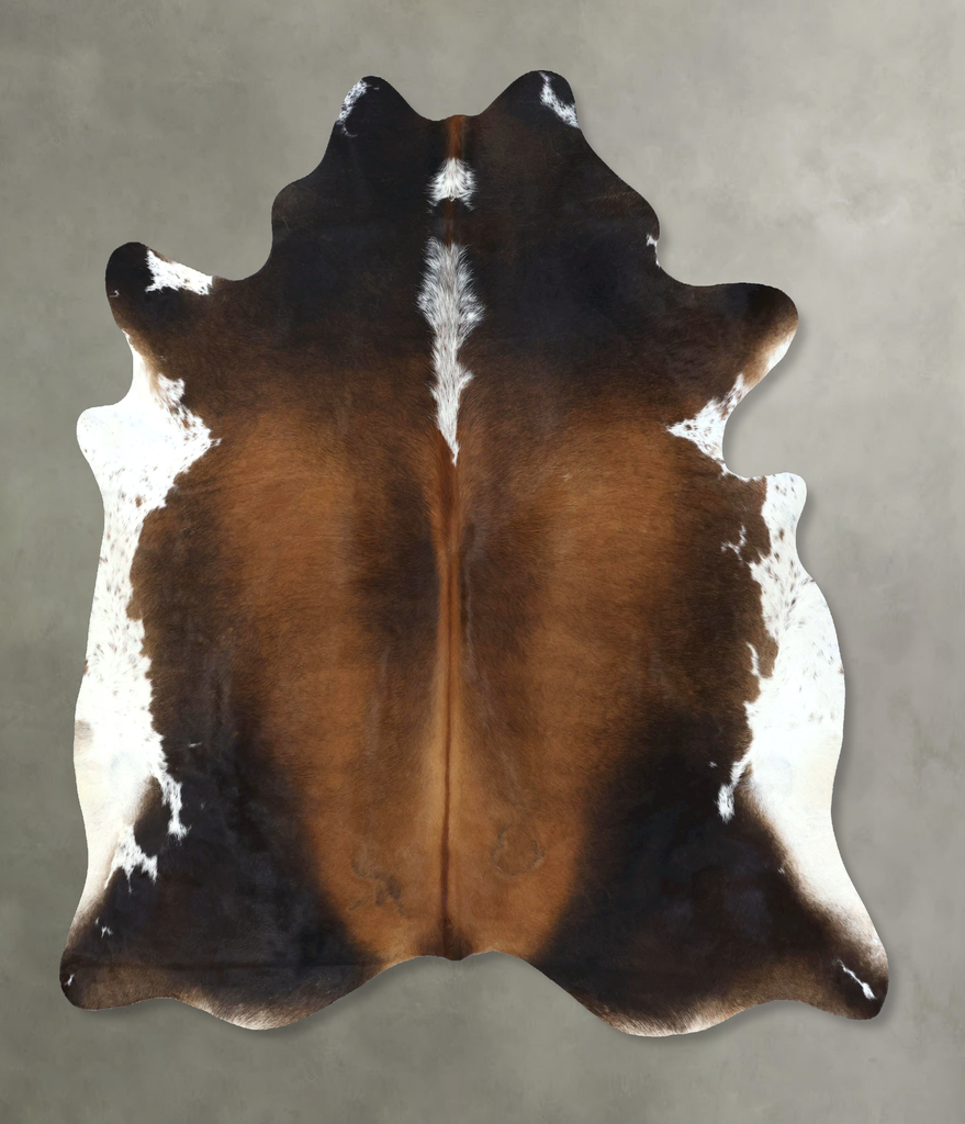 Chocolate and White X-Large Brazilian Cowhide Rug 7'2"H x 6'7"W #B18983 by Hudson Hides