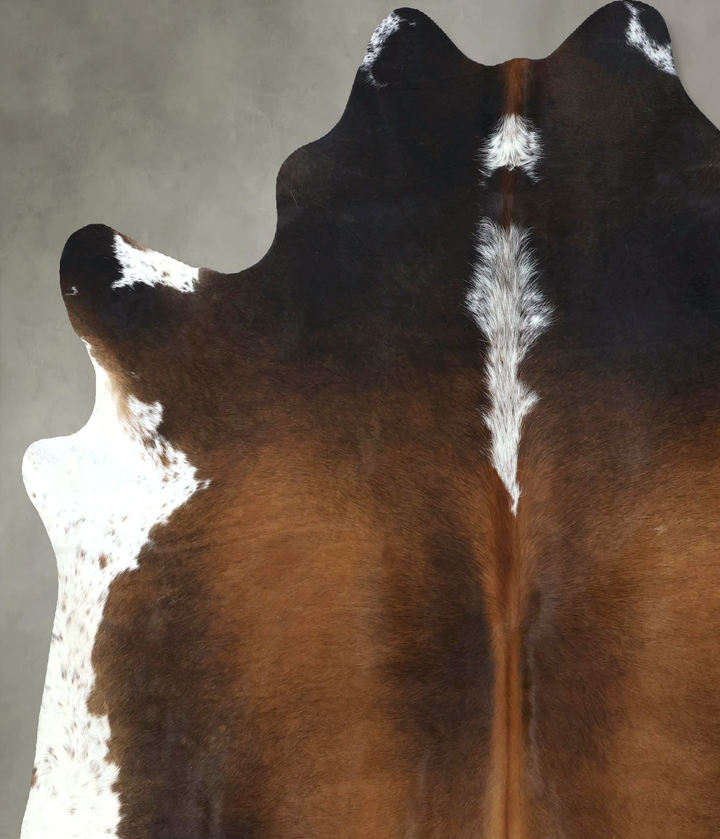 Chocolate and White X-Large Brazilian Cowhide Rug 7'2"H x 6'7"W #B18983 by Hudson Hides