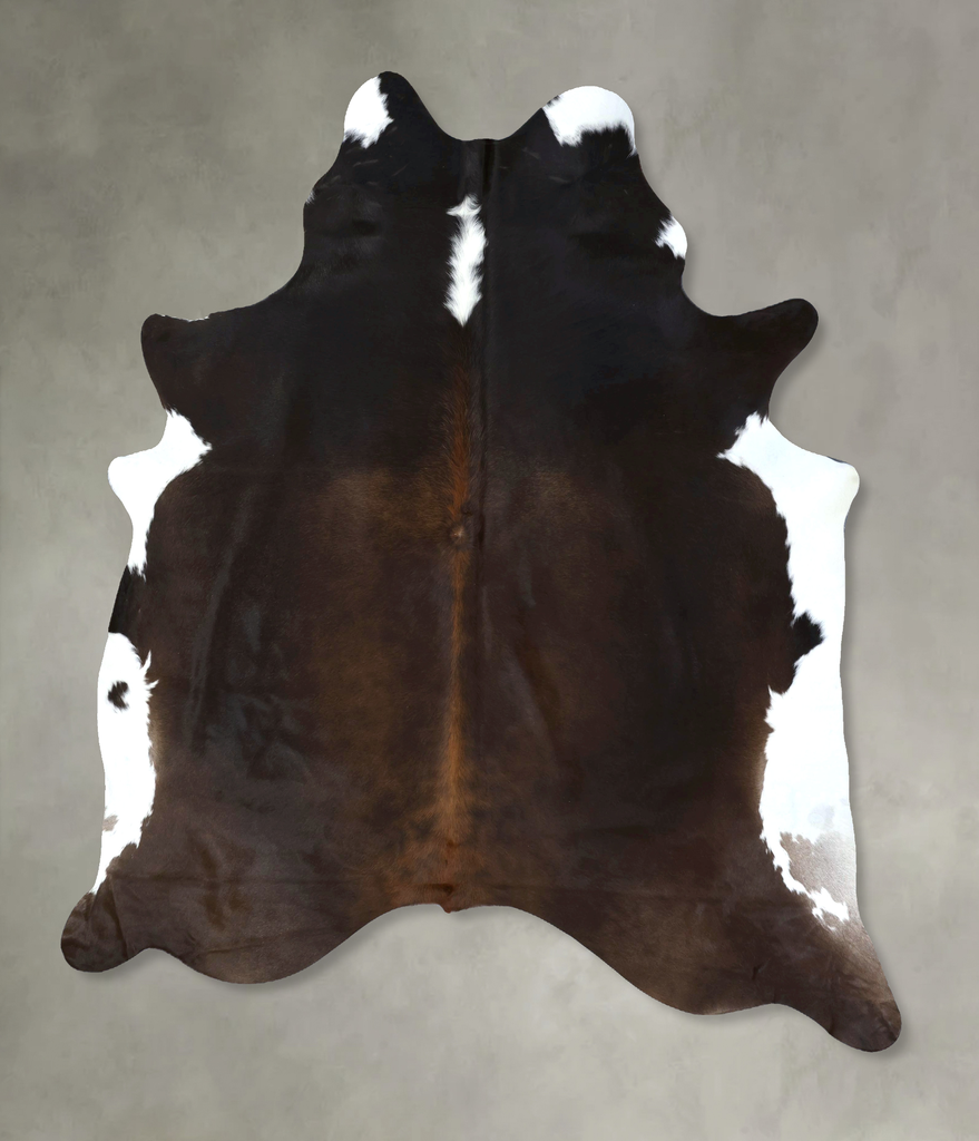 Chocolate and White XX-Large Brazilian Cowhide Rug 8'3"H x 7'2"W #B18984 by Hudson Hides