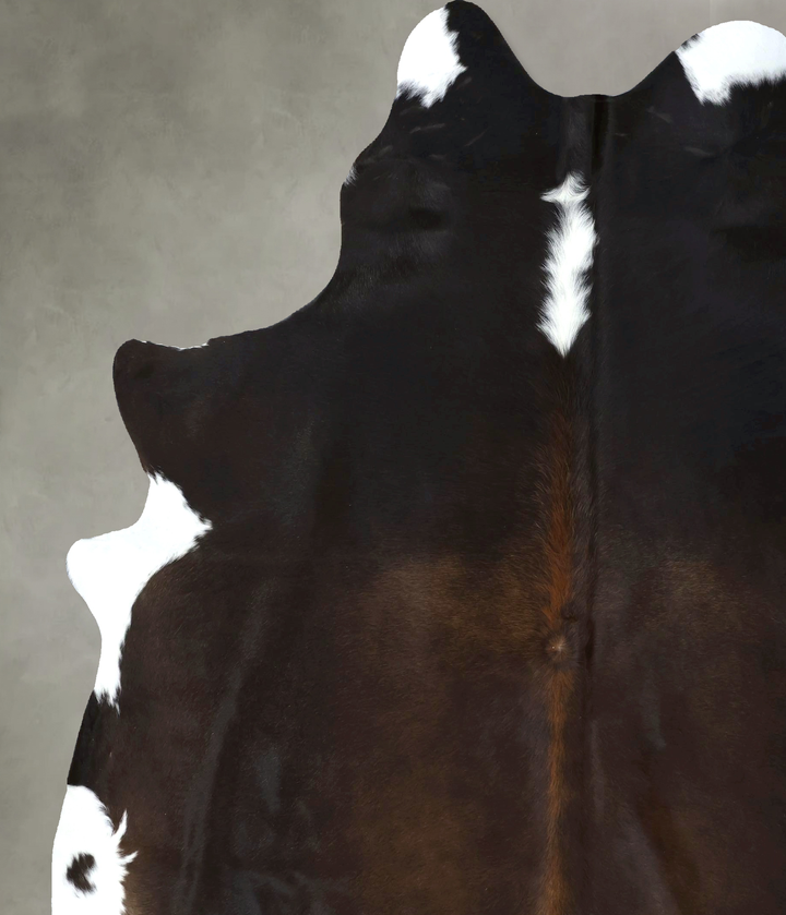 Chocolate and White XX-Large Brazilian Cowhide Rug 8'3"H x 7'2"W #B18984 by Hudson Hides