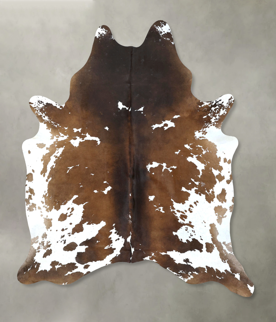 Chocolate and White XX-Large Brazilian Cowhide Rug 8'1"H x 6'8"W #B18985 by Hudson Hides