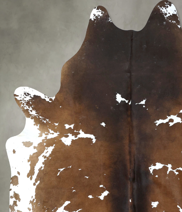 Chocolate and White XX-Large Brazilian Cowhide Rug 8'1"H x 6'8"W #B18985 by Hudson Hides