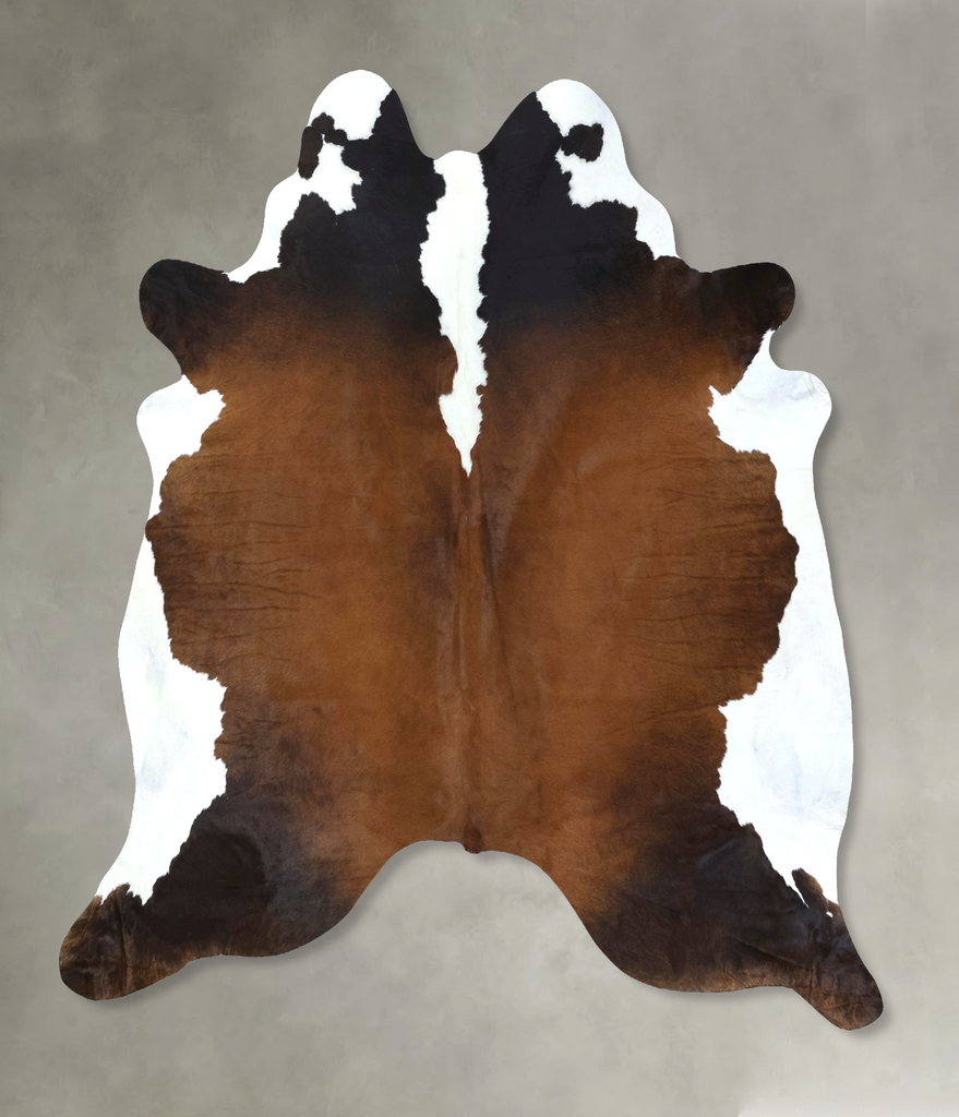 Chocolate and White XX-Large Brazilian Cowhide Rug 8'2"H x 7'2"W #B18988 by Hudson Hides