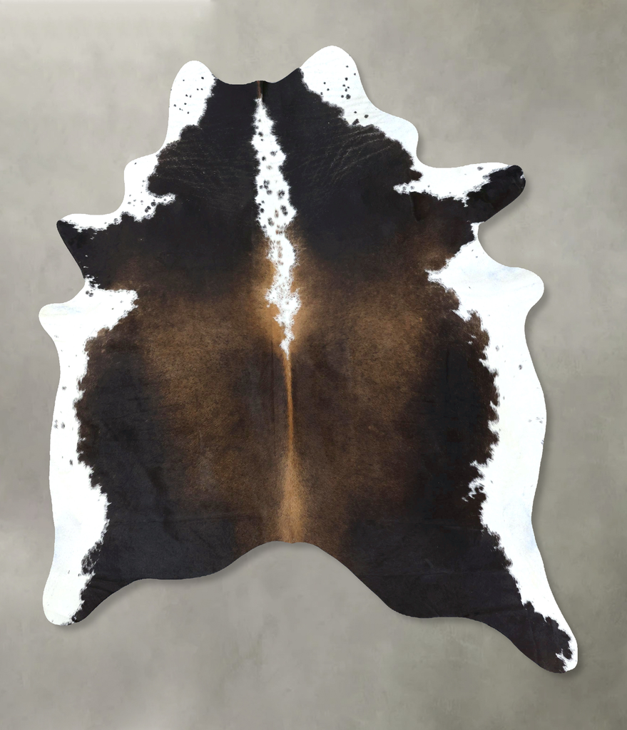 Chocolate and White X-Large Brazilian Cowhide Rug 7'10"H x 6'0"W #B18989 by Hudson Hides