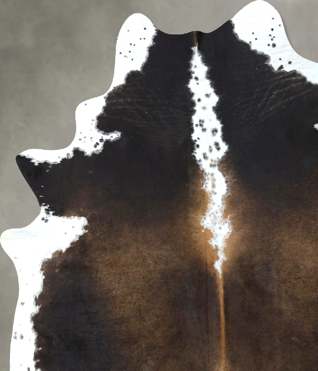 Chocolate and White X-Large Brazilian Cowhide Rug 7'10"H x 6'0"W #B189