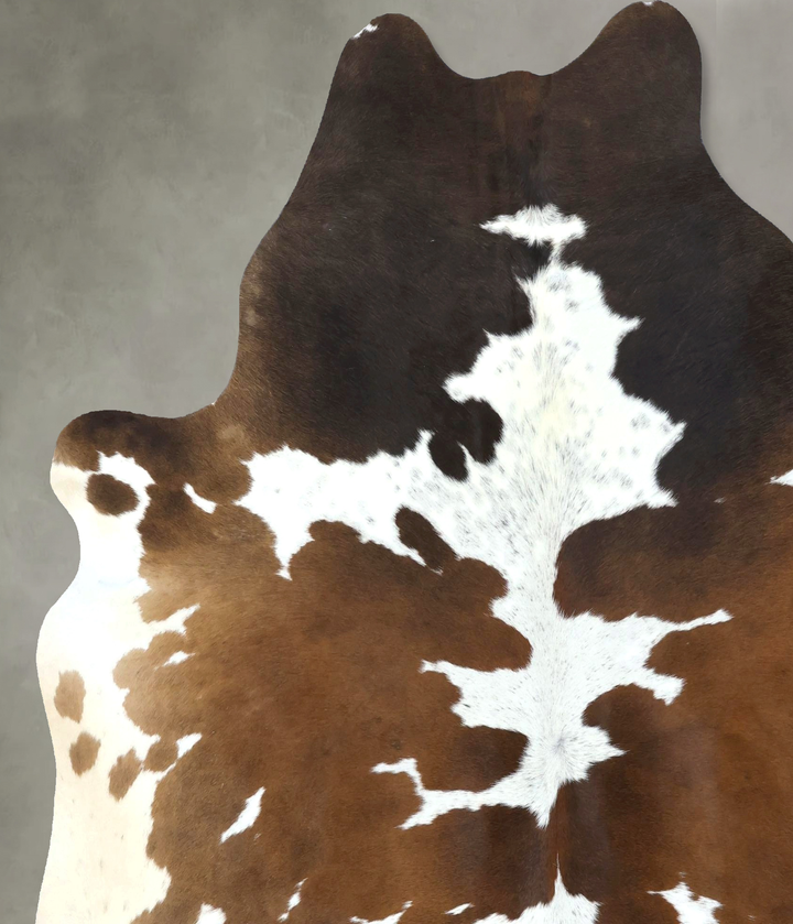 Chocolate and White XX-Large Brazilian Cowhide Rug 7'10"H x 6'7"W #B18990 by Hudson Hides