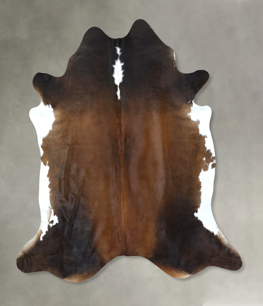 Chocolate and White X-Large Brazilian Cowhide Rug 7'1"H x 6'9"W #B18991 by Hudson Hides