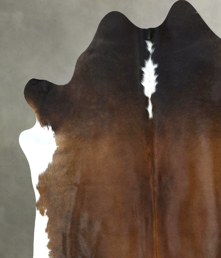 Chocolate and White X-Large Brazilian Cowhide Rug 7'1"H x 6'9"W #B18991 by Hudson Hides