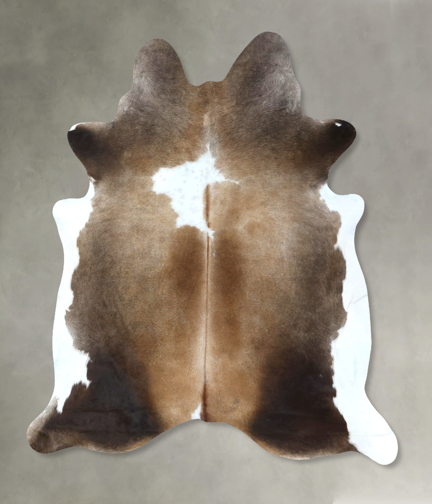 Chocolate and White X-Large Brazilian Cowhide Rug 7'5"H x 6'6"W #B18997 by Hudson Hides
