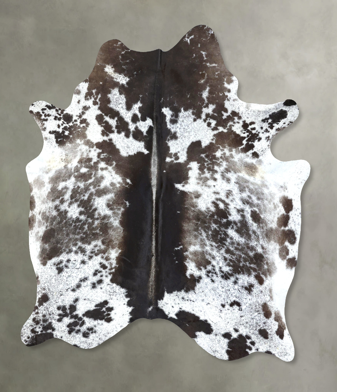 Chocolate and White X-Large Brazilian Cowhide Rug 7'7"H x 6'4"W #B1902