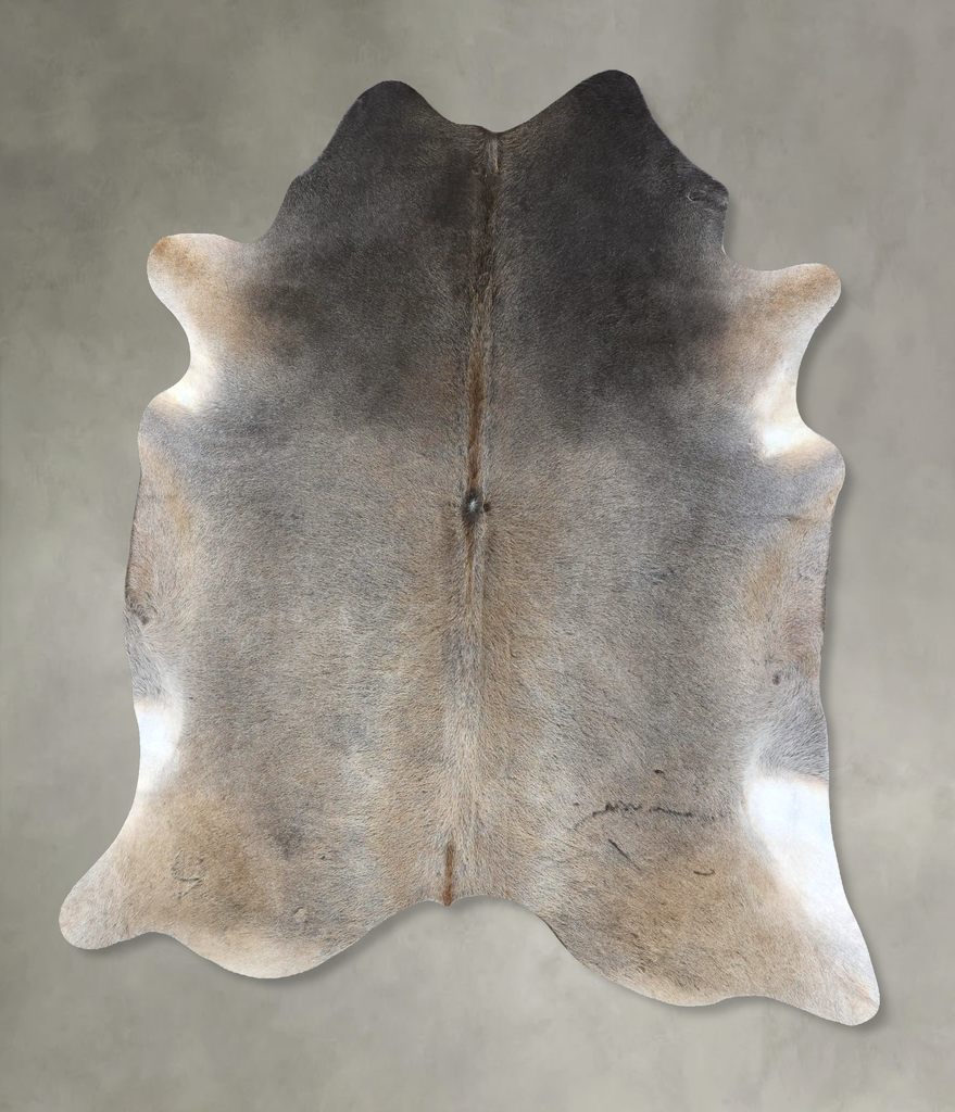 Grey with Beige XX-Large Brazilian Cowhide Rug 7'7"H x 6'10"W #B19027 by Hudson Hides