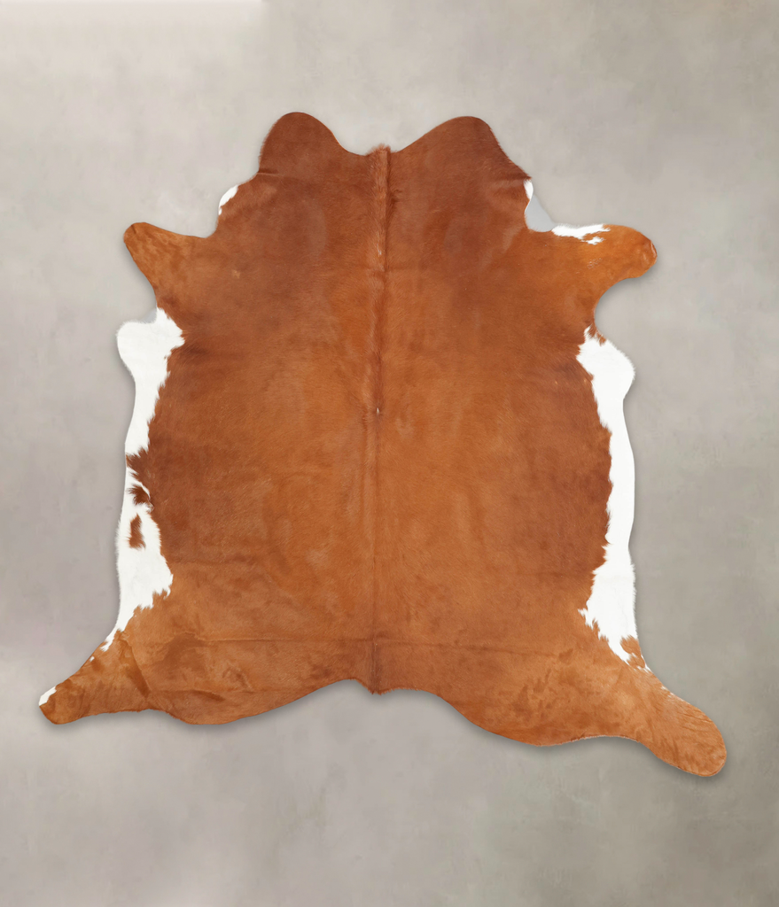Brown and White Regular X-Large Brazilian Cowhide Rug 6'10"H x 6'11"W #B1904 by Hudson Hides