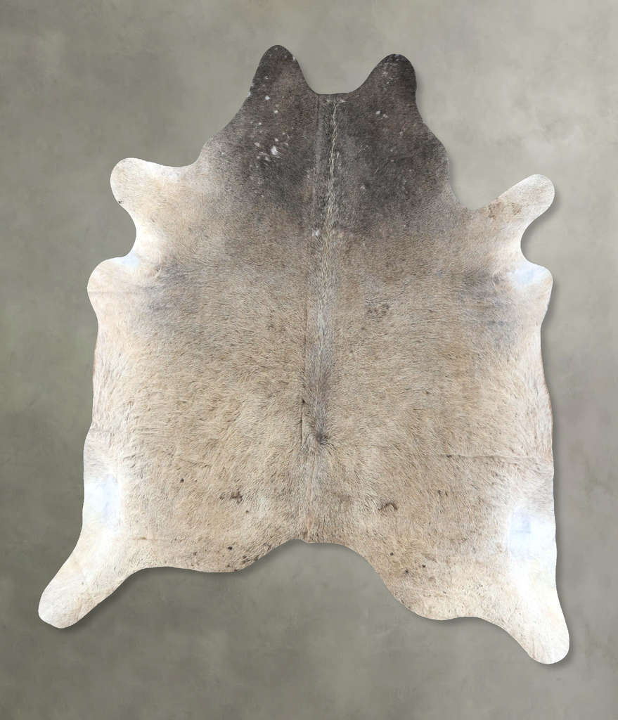 Grey with Beige XX-Large Brazilian Cowhide Rug 8'5"H x 7'1"W #B19055 by Hudson Hides