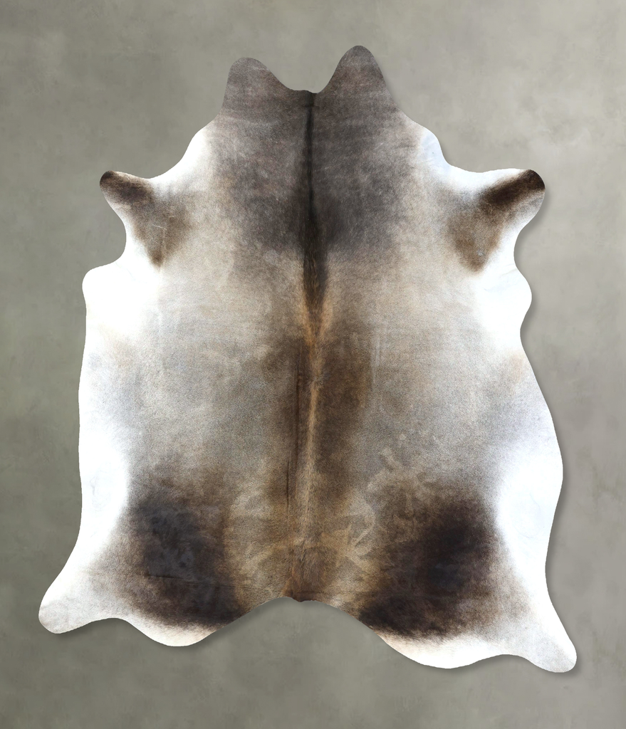 Grey with Beige XX-Large Brazilian Cowhide Rug 8'0"H x 7'0"W #B19056 by Hudson Hides