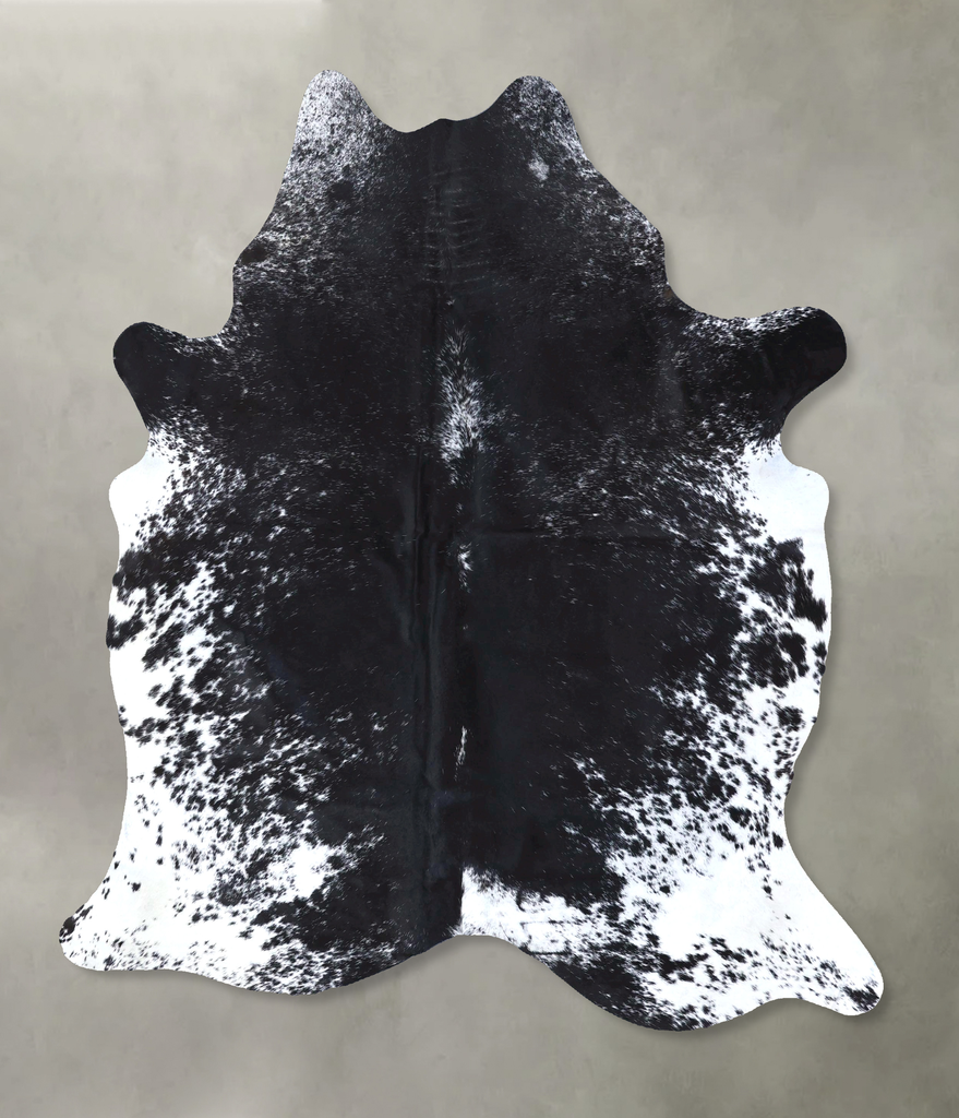 Salt and Pepper Black Large Brazilian Cowhide Rug 7'1"H x 5'8"W #B19073 by Hudson Hides