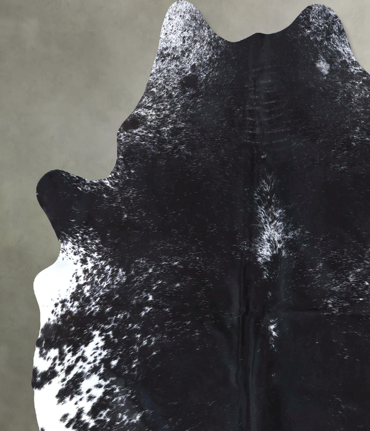 Salt and Pepper Black Large Brazilian Cowhide Rug 7'1"H x 5'8"W #B19073 by Hudson Hides