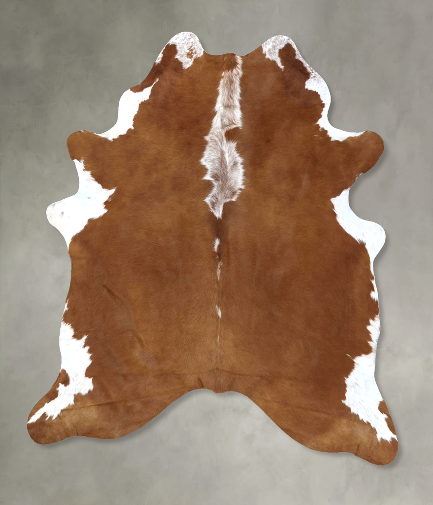 Brown and White Regular X-Large Brazilian Cowhide Rug 7'3"H x 5'11"W #B19084 by Hudson Hides