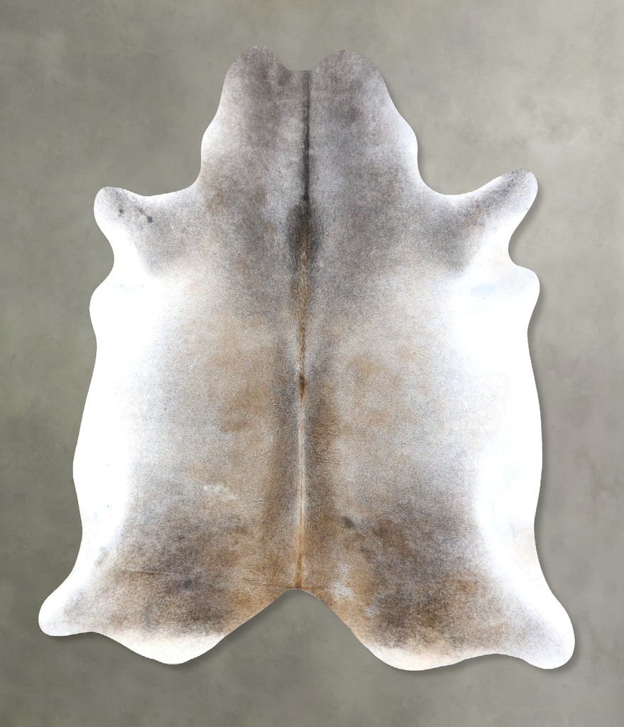 Grey with Beige X-Large Brazilian Cowhide Rug 6'8"H x 6'2"W #B19096 by Hudson Hides