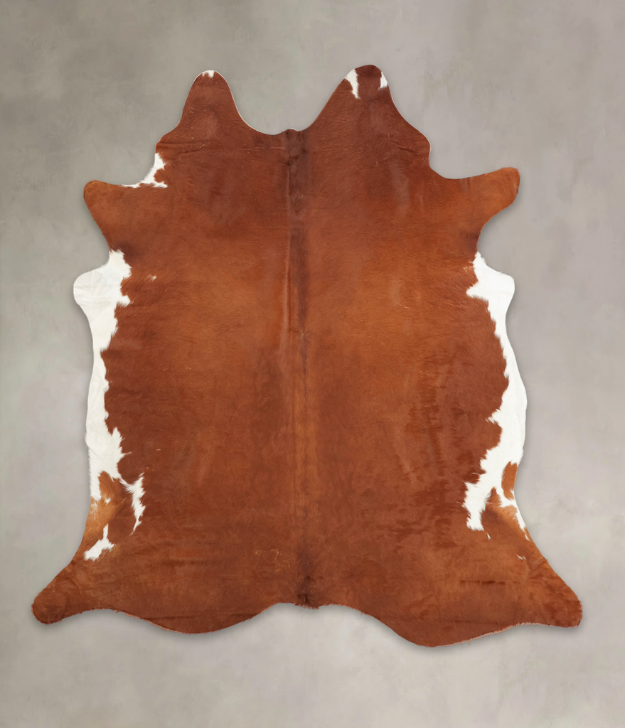 Brown and White Regular X-Large Brazilian Cowhide Rug 7'0"H x 6'6"W #B1910 by Hudson Hides