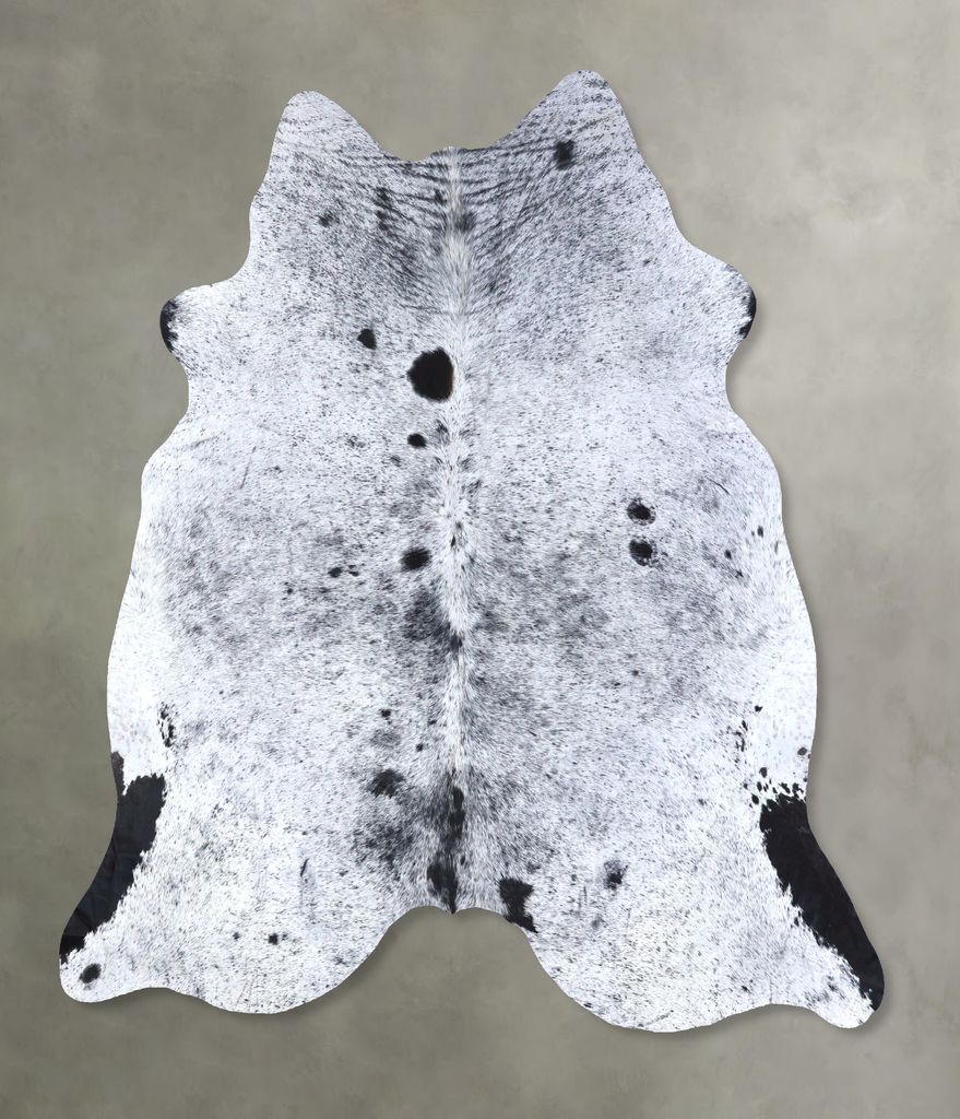 Salt and Pepper Black X-Large Brazilian Cowhide Rug 6'4"H x 6'5"W #B19137 by Hudson Hides