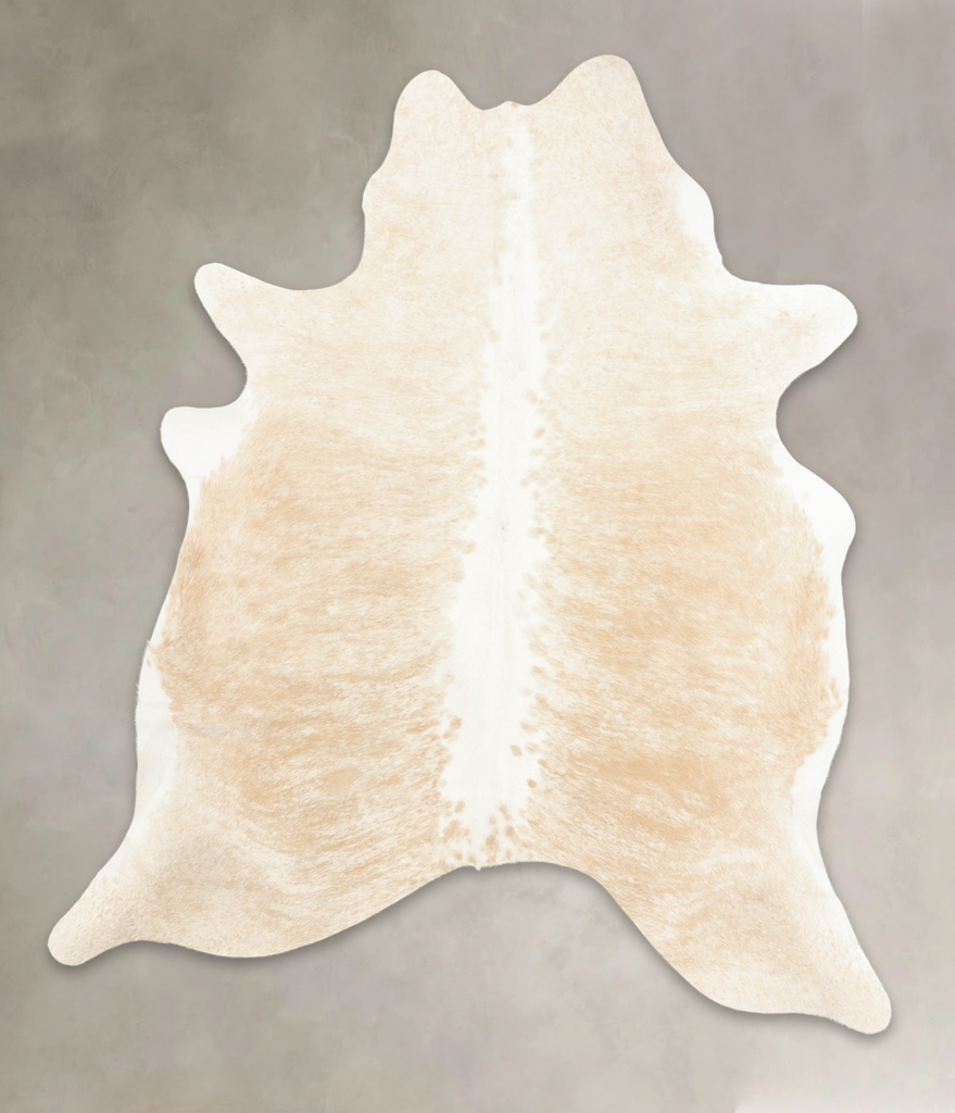 Beige and White X-Large Brazilian Cowhide Rug 7'1"H x 6'0"W #B1914 by Hudson Hides