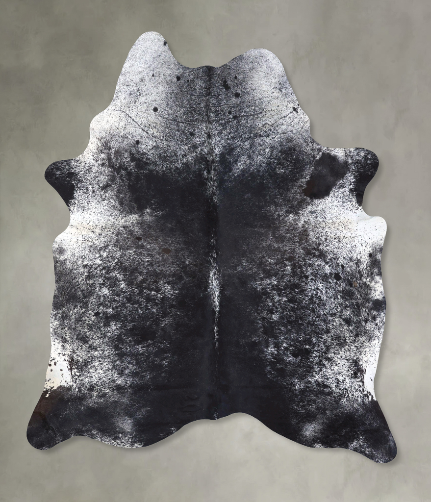 Salt and Pepper Black XX-Large Brazilian Cowhide Rug 8'3"H x 6'7"W #B19195 by Hudson Hides